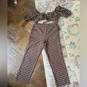 Gingham crop top and pant set